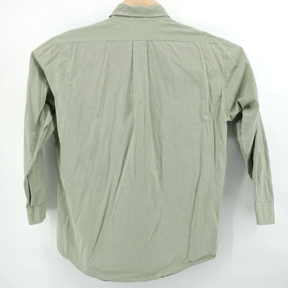 Vintage J‎ Crew Green Gingham Oarsman Button Down Shirt Long Sleeve Men Size L